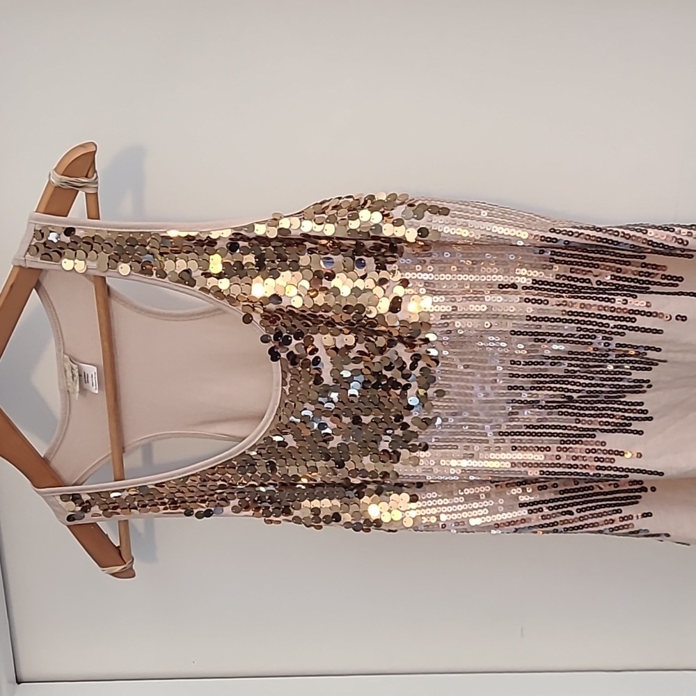Gold sequin tank top
